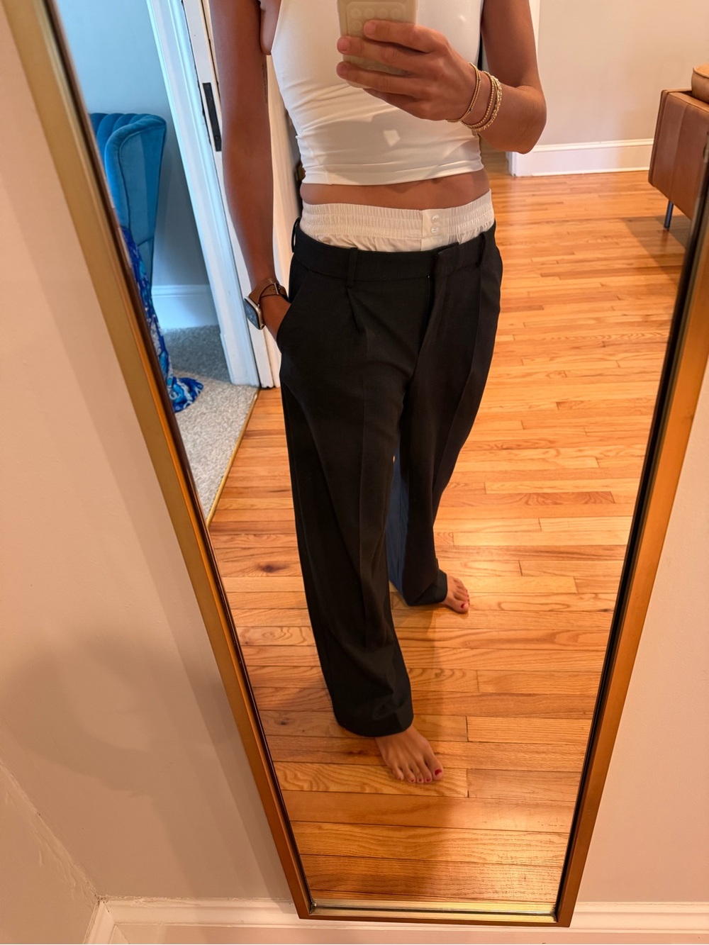Mango Black Straight-Leg Pants with boxer detail vibe (à la Hommegirls)